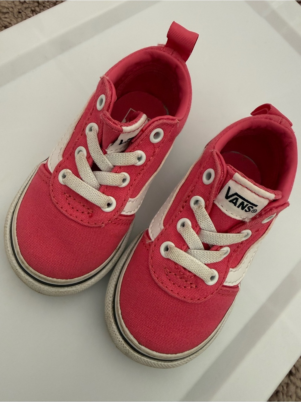 Vans Kids Coral-Pink Canvas Low Top Sneakers